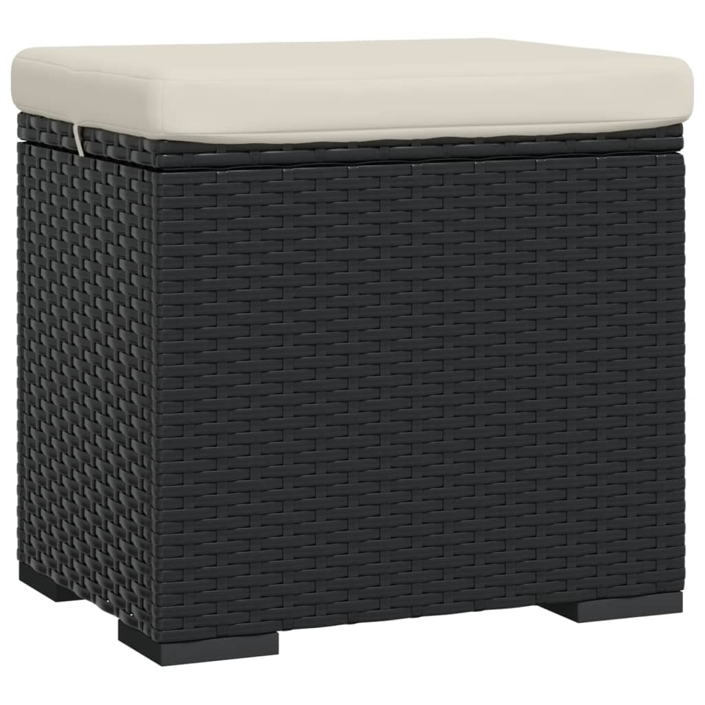 Otoman s jastukom crni 40 x 30 x 40 cm od poliratana
