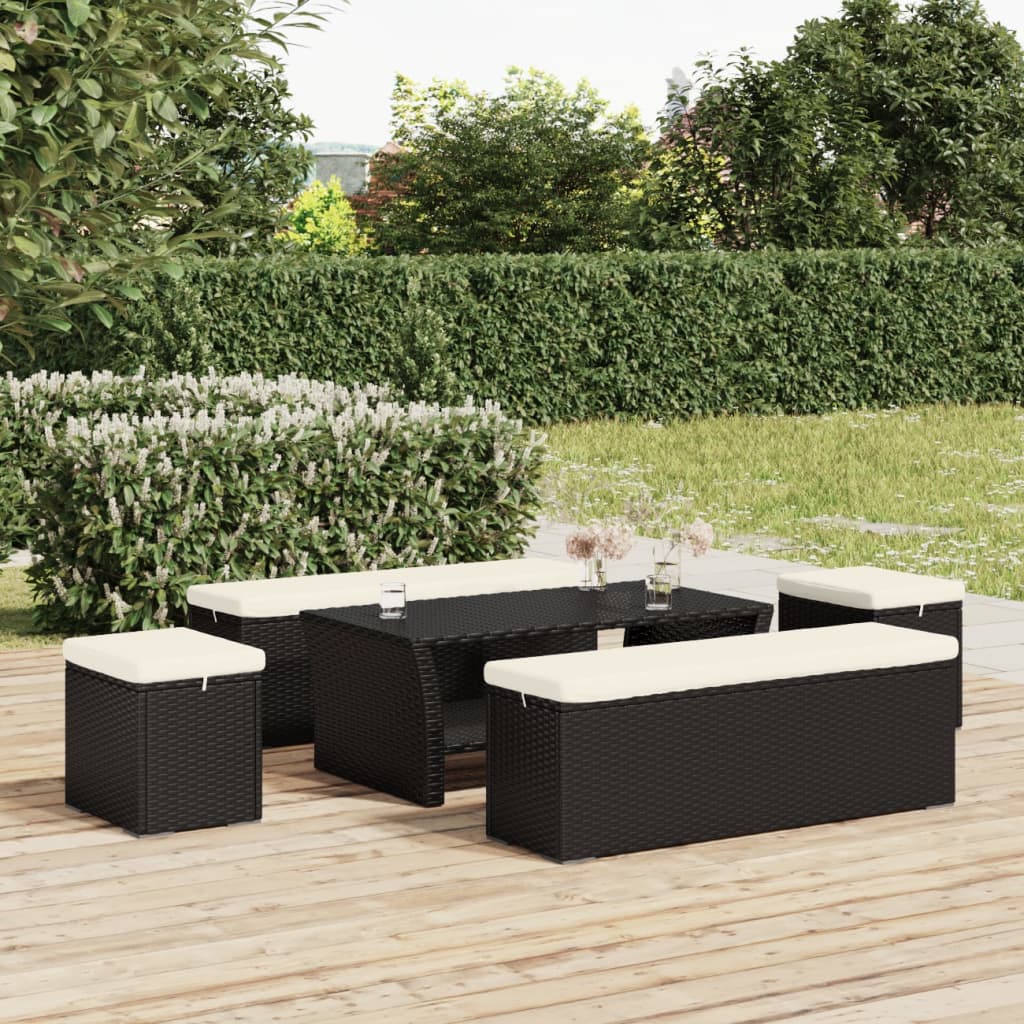 Otoman s jastukom crni 40 x 30 x 40 cm od poliratana