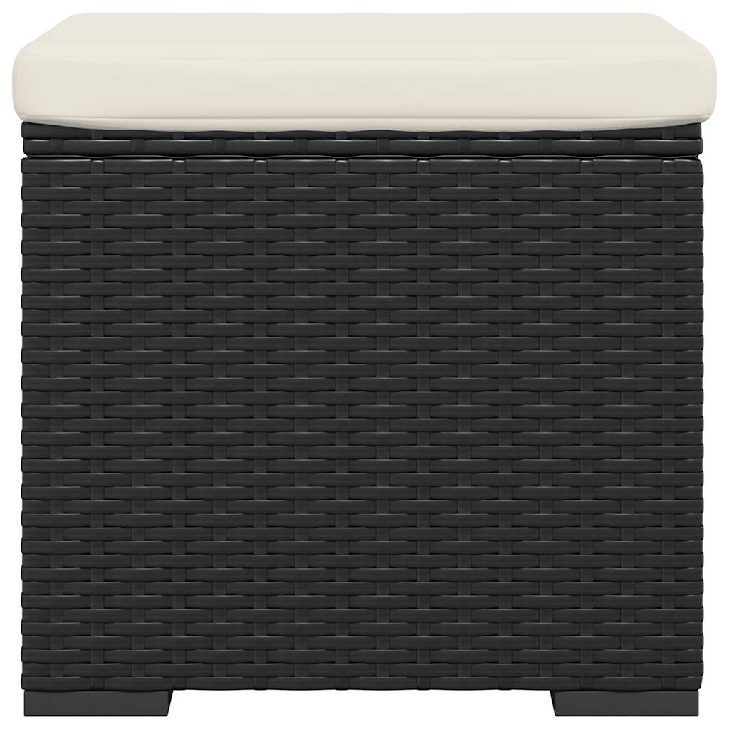 Otoman s jastukom crni 40 x 30 x 40 cm od poliratana