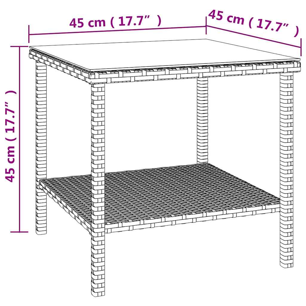 Bočni stolić crni 45 x 45 x 45 cm poliratan i kaljeno staklo