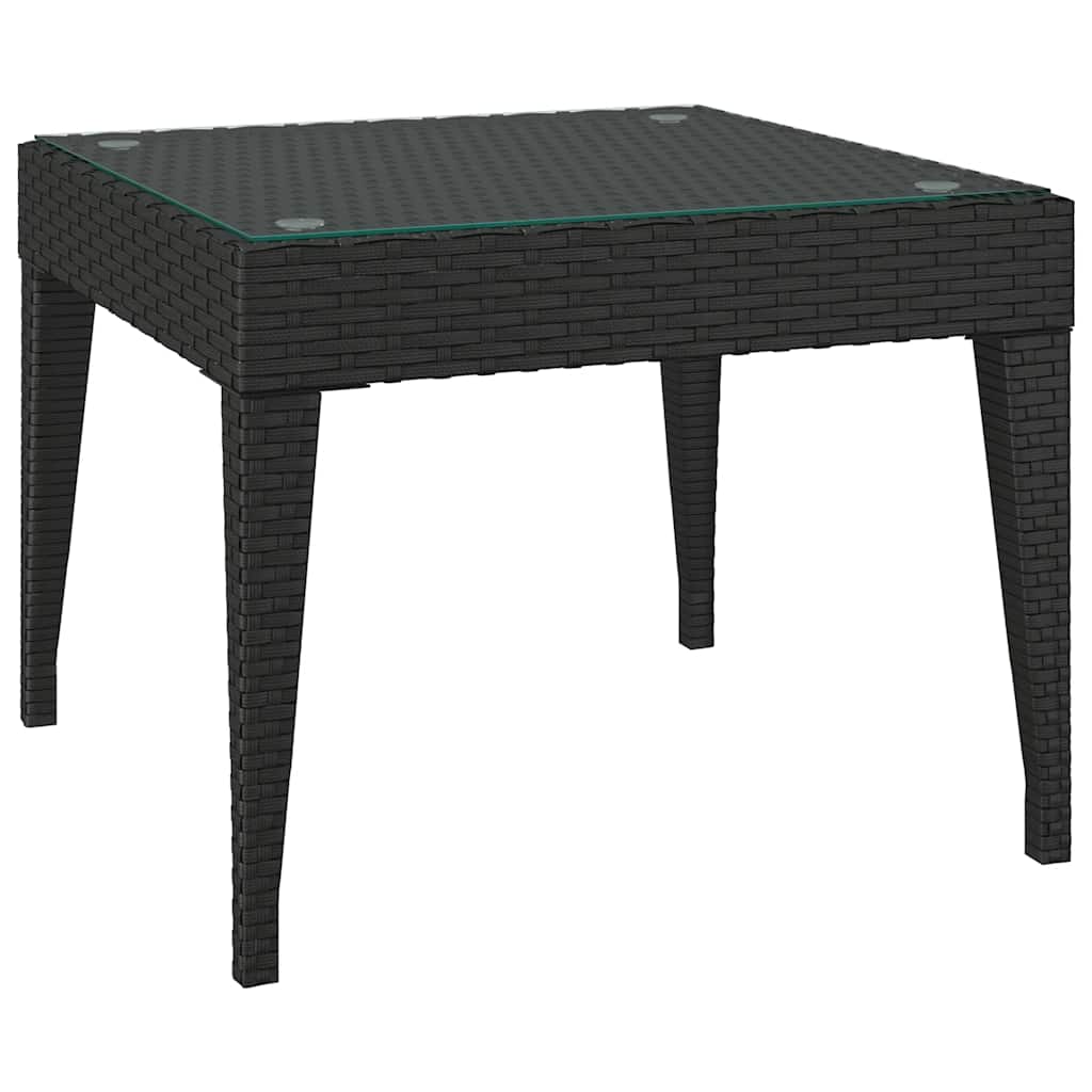 Bočni stolić crni 50 x 50 x 38 cm poliratan i kaljeno staklo
