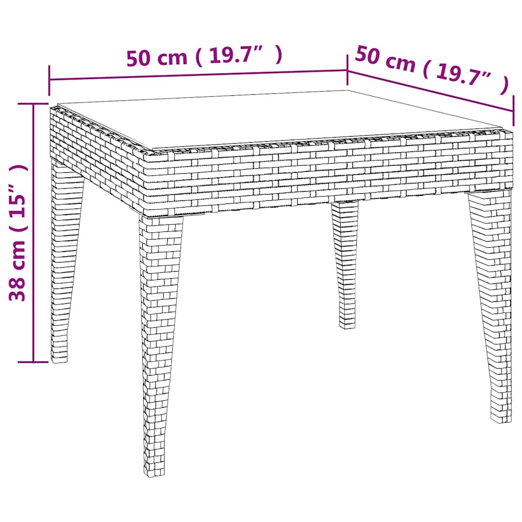 Bočni stolić crni 50 x 50 x 38 cm poliratan i kaljeno staklo