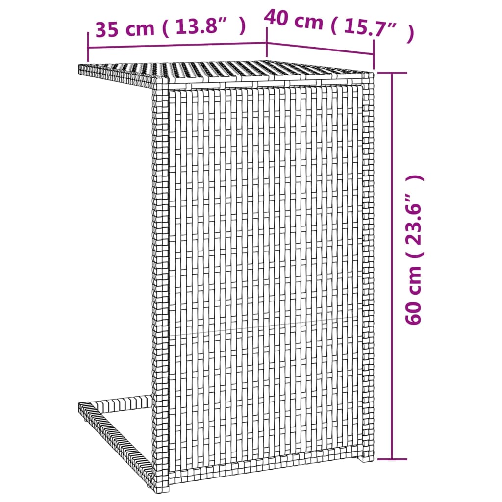 Stol u obliku slova C smeđi 40 x 35 x 60 cm od poliratana