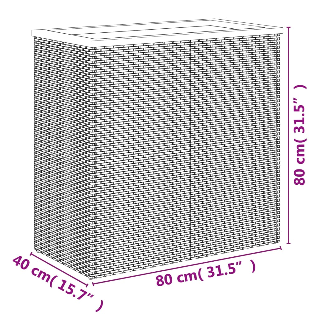 Sadilica crna 80 x 40 x 80 cm od poliratana