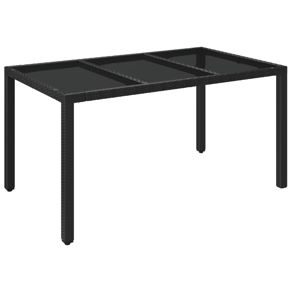 Vrtni stol sa staklenom pločom crni 150x90x75 cm od poliratana