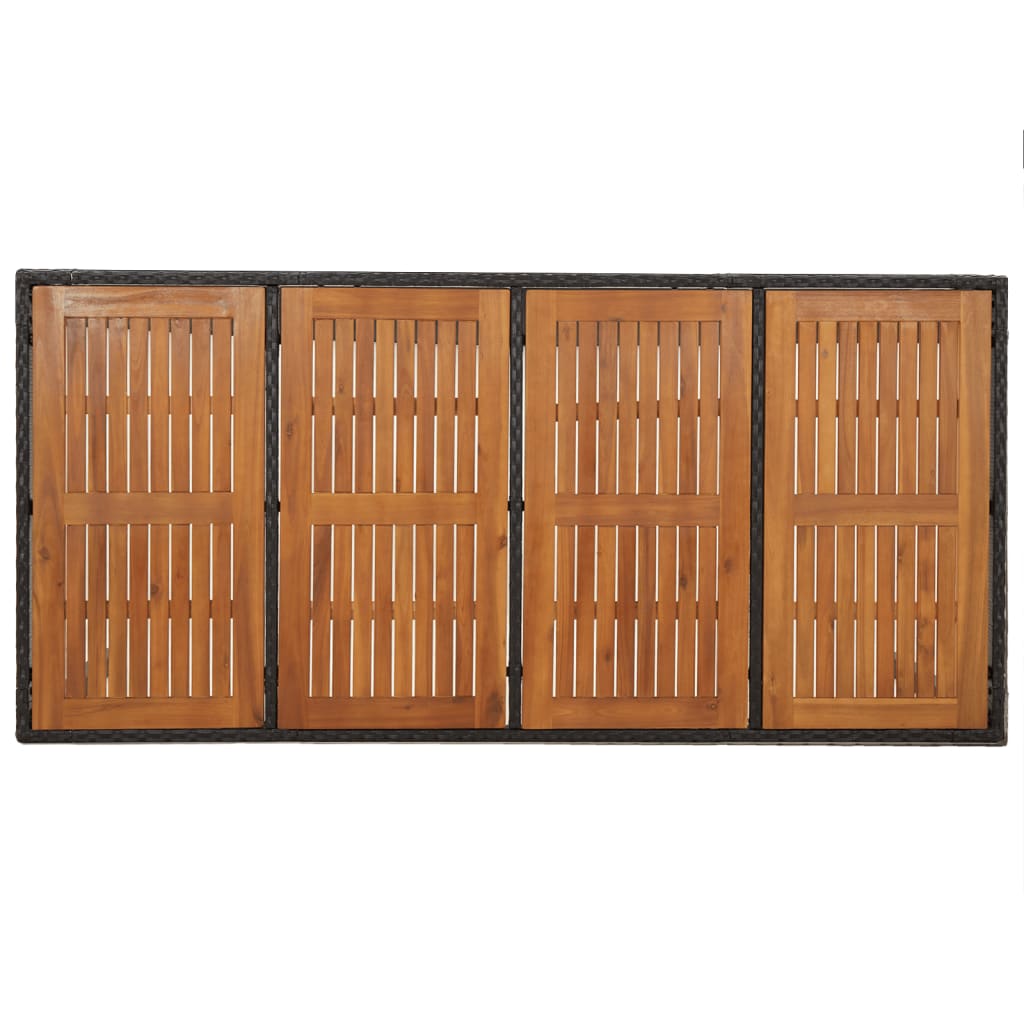 Vrtni stol s drvenom pločom crni 190 x 90 x 75 cm od poliratana