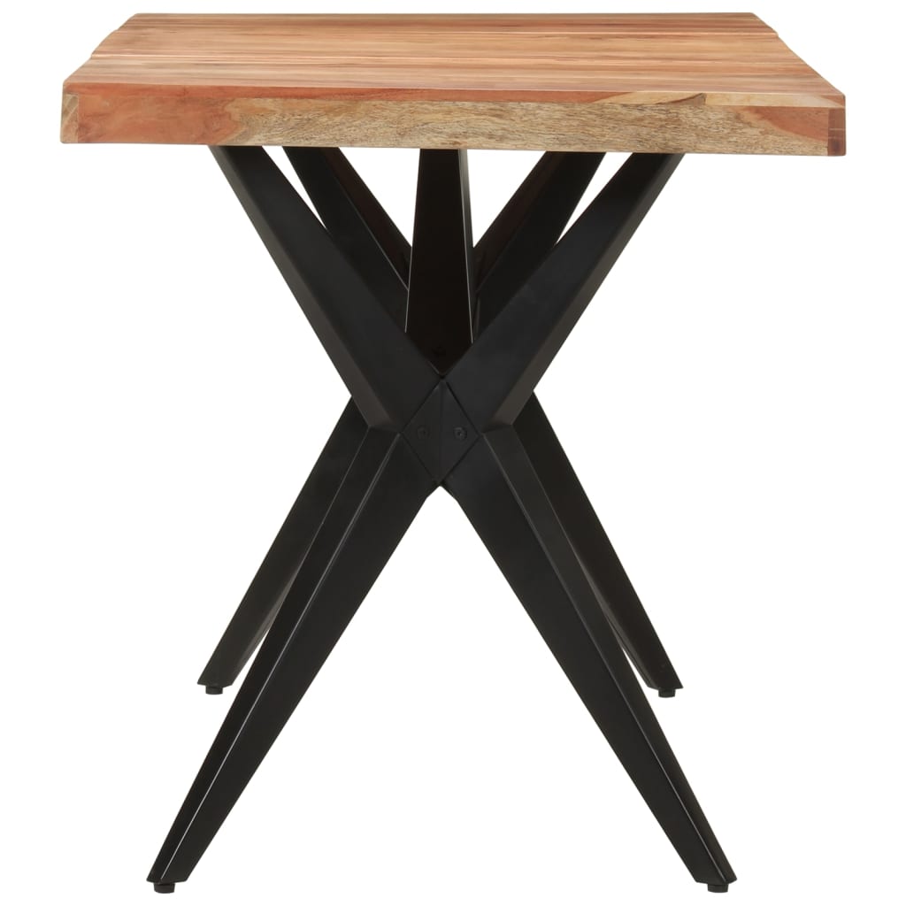Blagovaonski stol crni 140x70x76 cm od masivnog bagremovog drva
