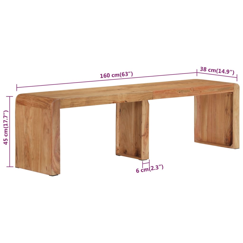 Klupa 160 x 38 x 45 cm od masivnog bagremovog drva