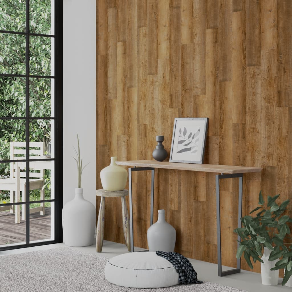 Zidne ploče s izgledom drva smeđe od PVC-a 2,06 m²