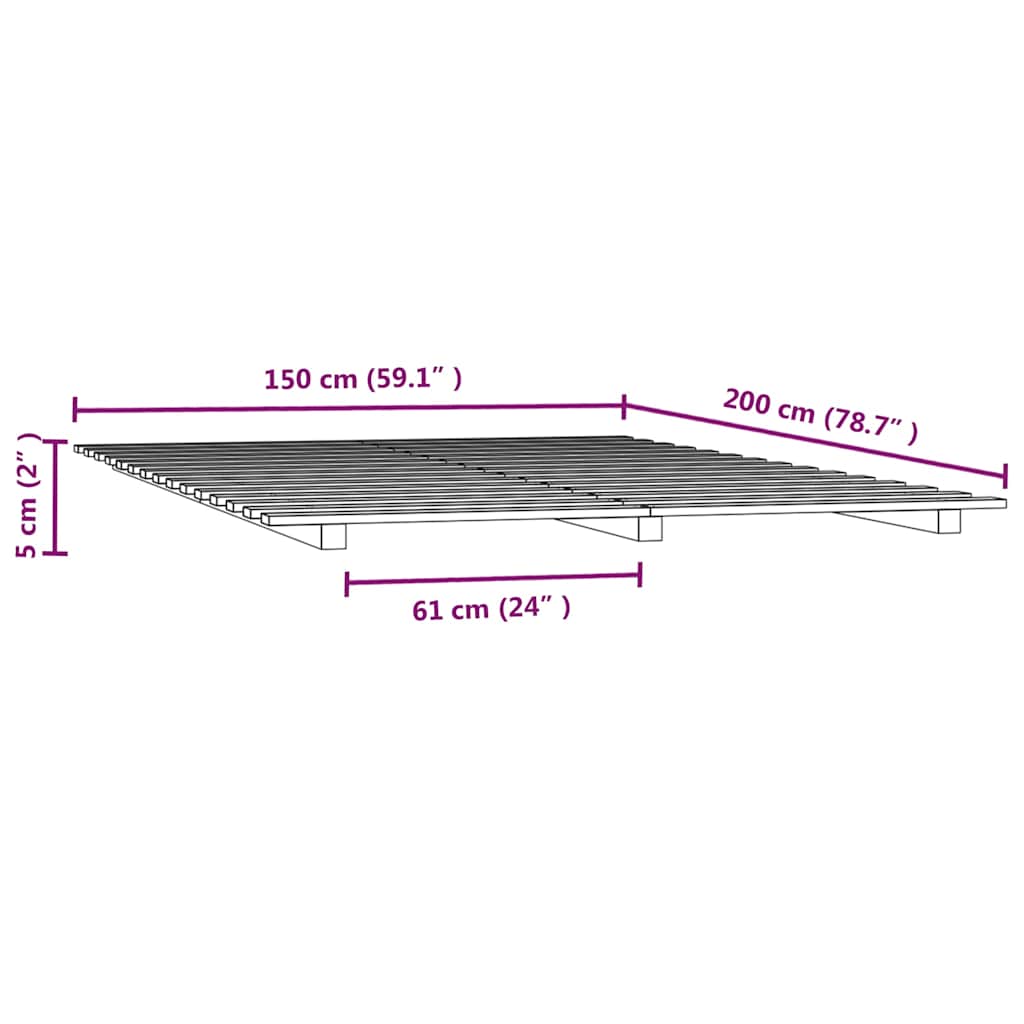 Okvir za krevet 150x200cm od masivne borovine