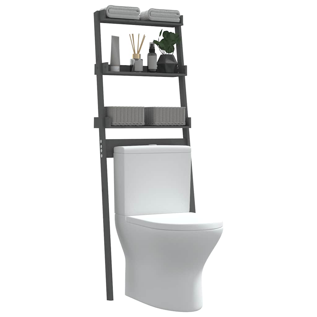 Stalak za kupaonicu sivi 63,5 x 32 x179 cm od masivne borovine