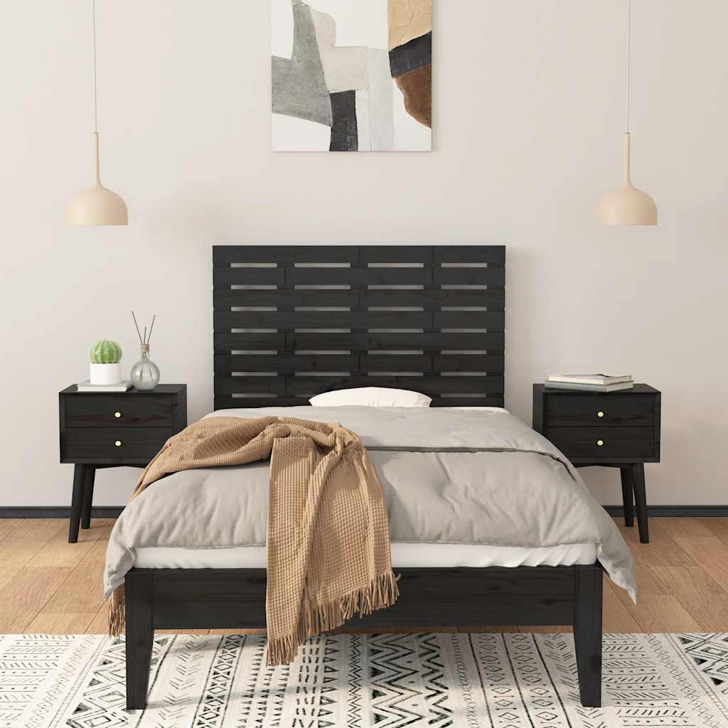 Zidno uzglavlje crni 106 x 3 x 63 cm od masivne borovine