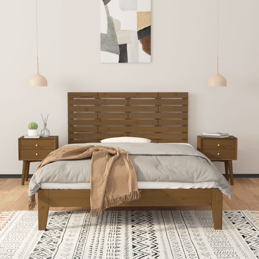 Zidno uzglavlje boja meda 156x3x63 cm masivna borovina