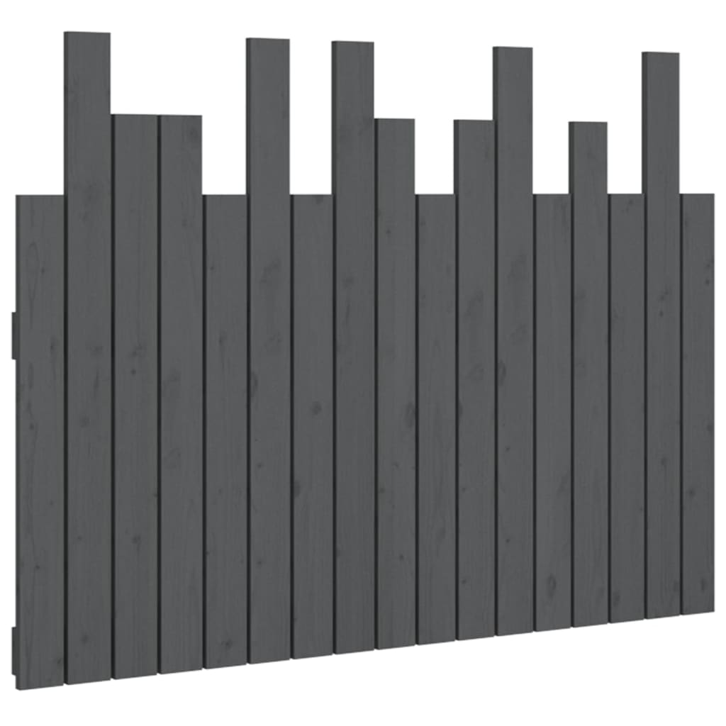 Zidno uzglavlje sivo 108x3x80 cm od masivne borovine