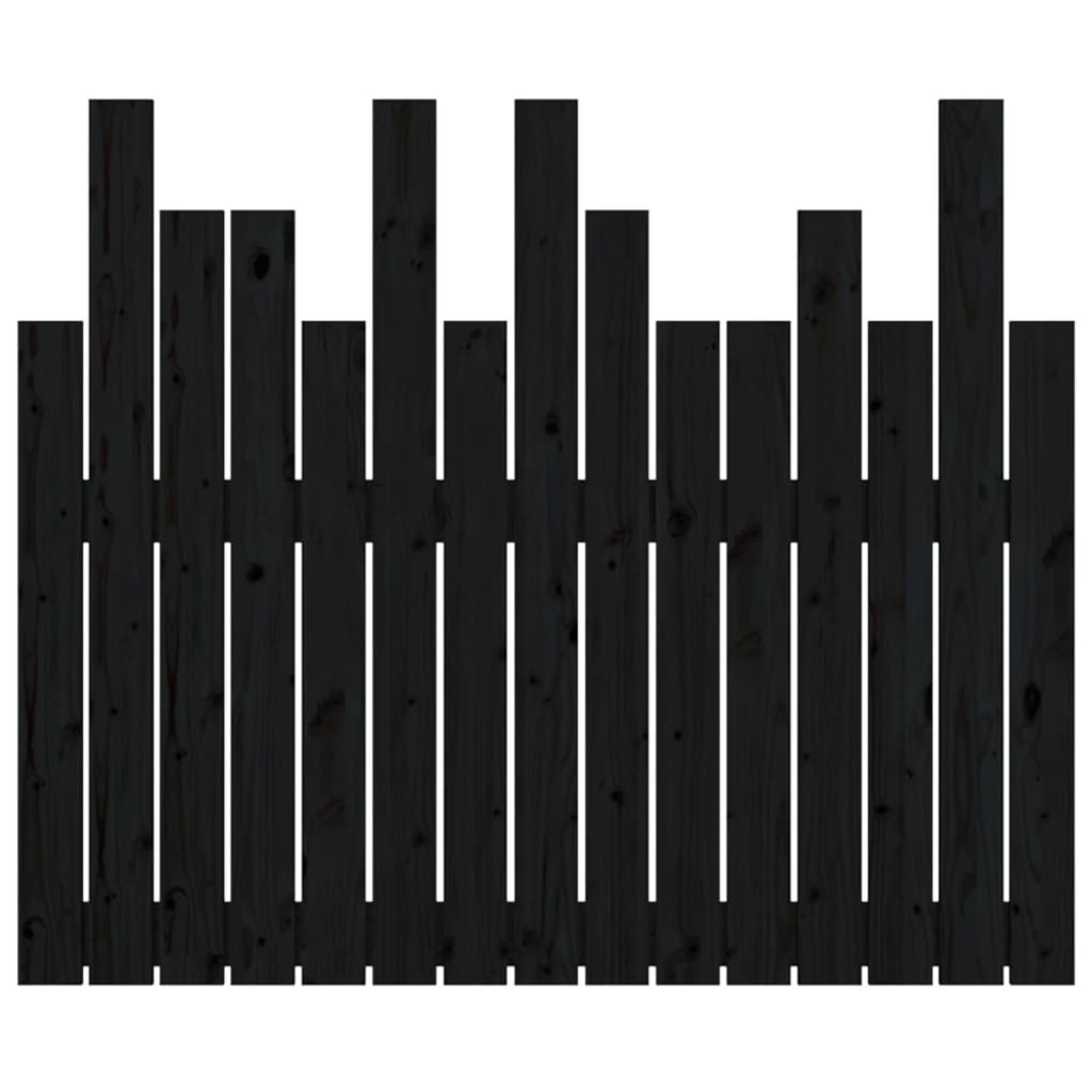 Zidno uzglavlje crni 95,5x3x80 cm od masivne borovine