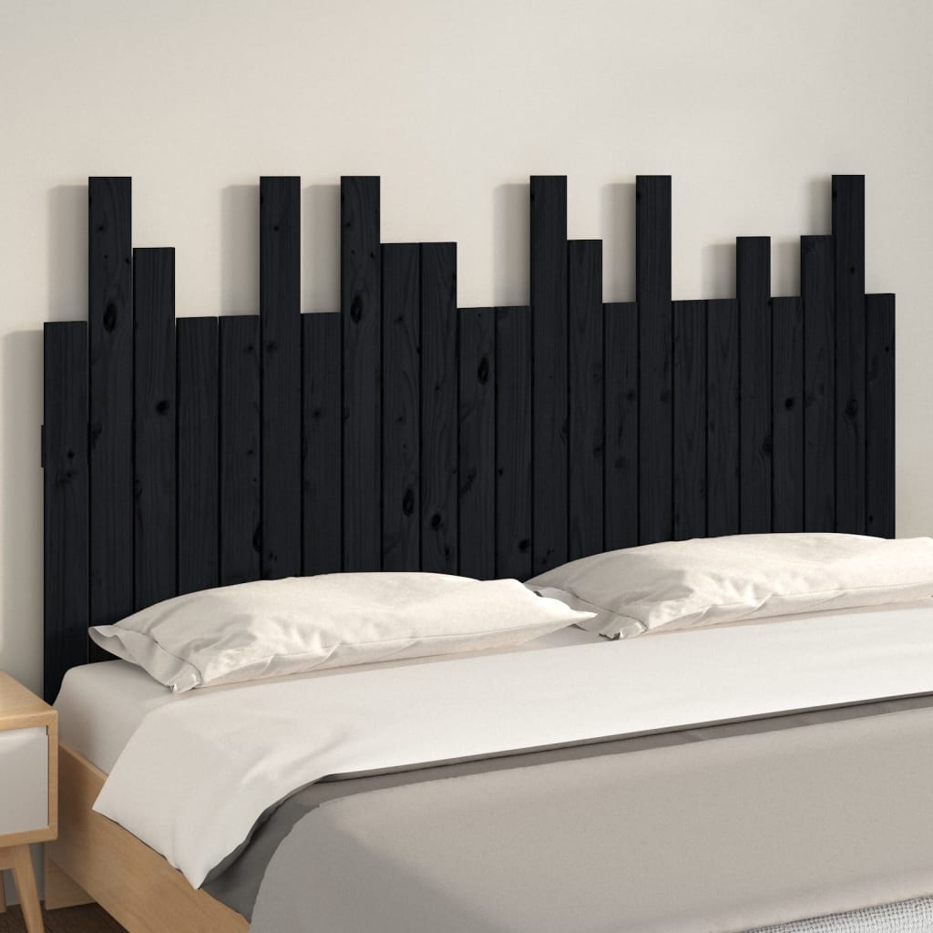 Uzglavlje za krevet Crno 146,5x3x80 cm od masivne borovine