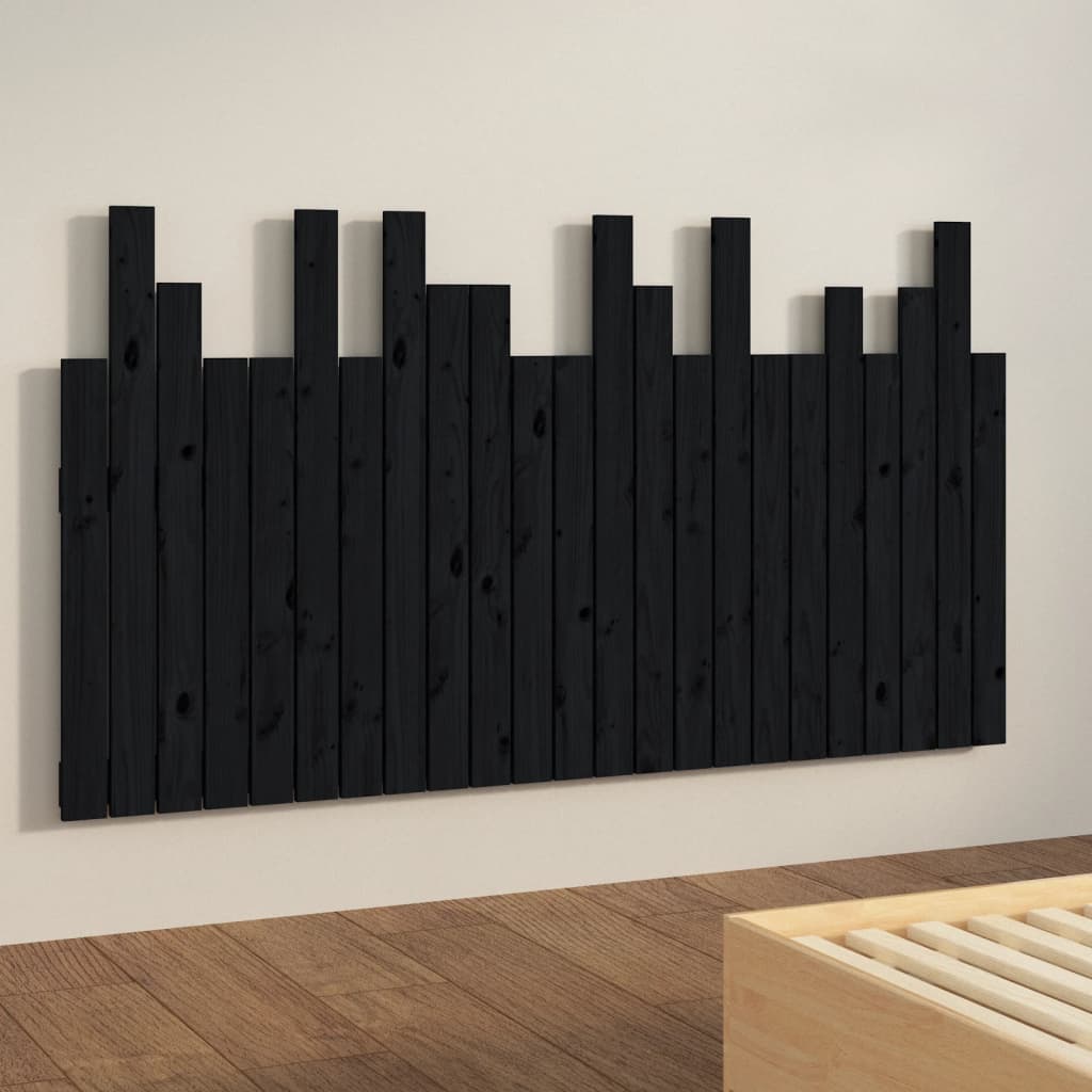Uzglavlje za krevet Crno 146,5x3x80 cm od masivne borovine