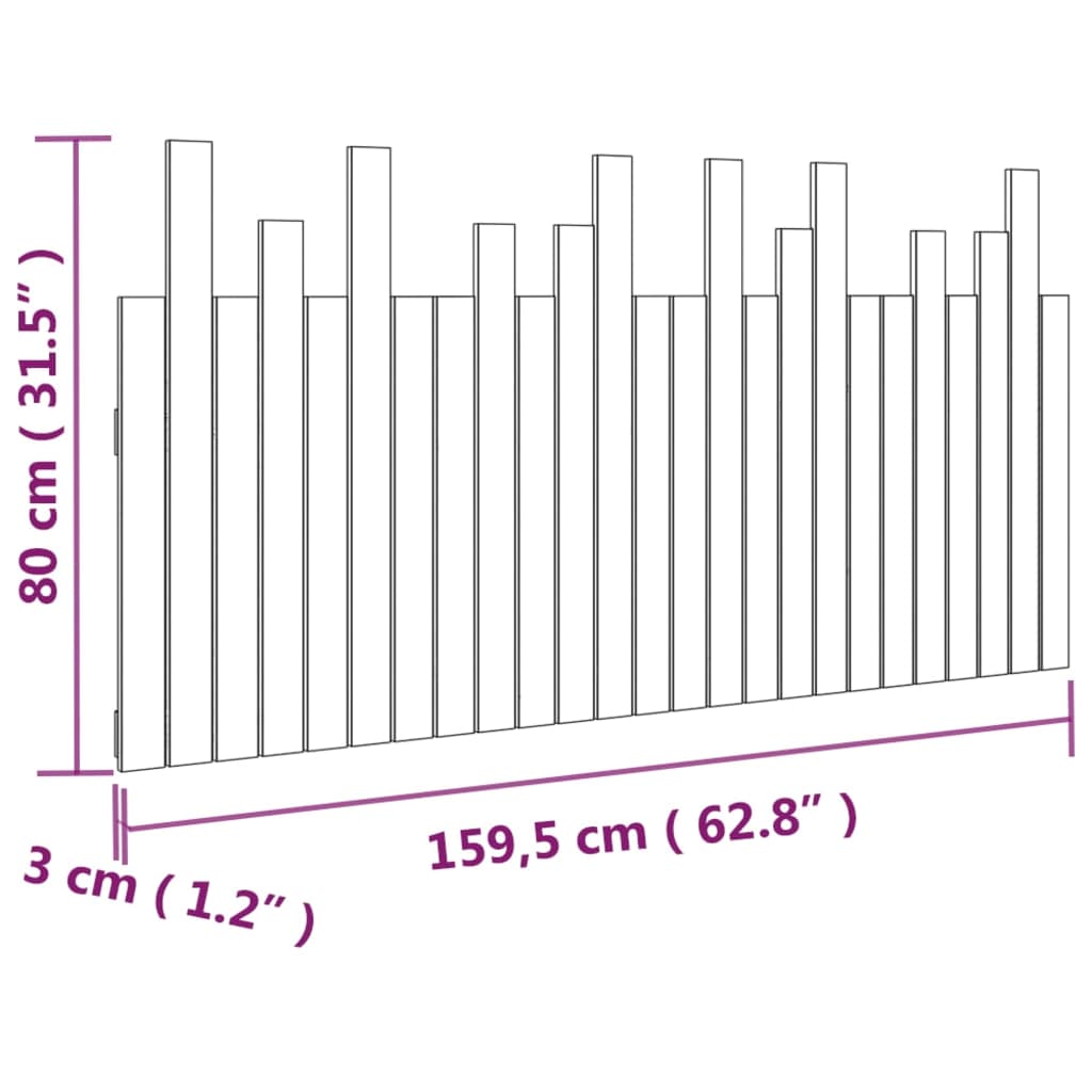 Zidno uzglavlje 159,5x3x80 cm od masivne borovine