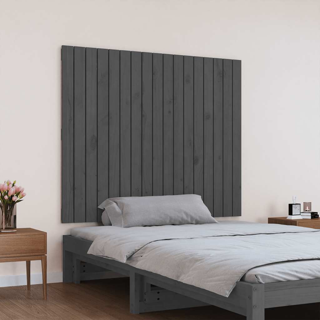 Zidno uzglavlje sivo 108 x 3 x 90 cm od masivne borovine