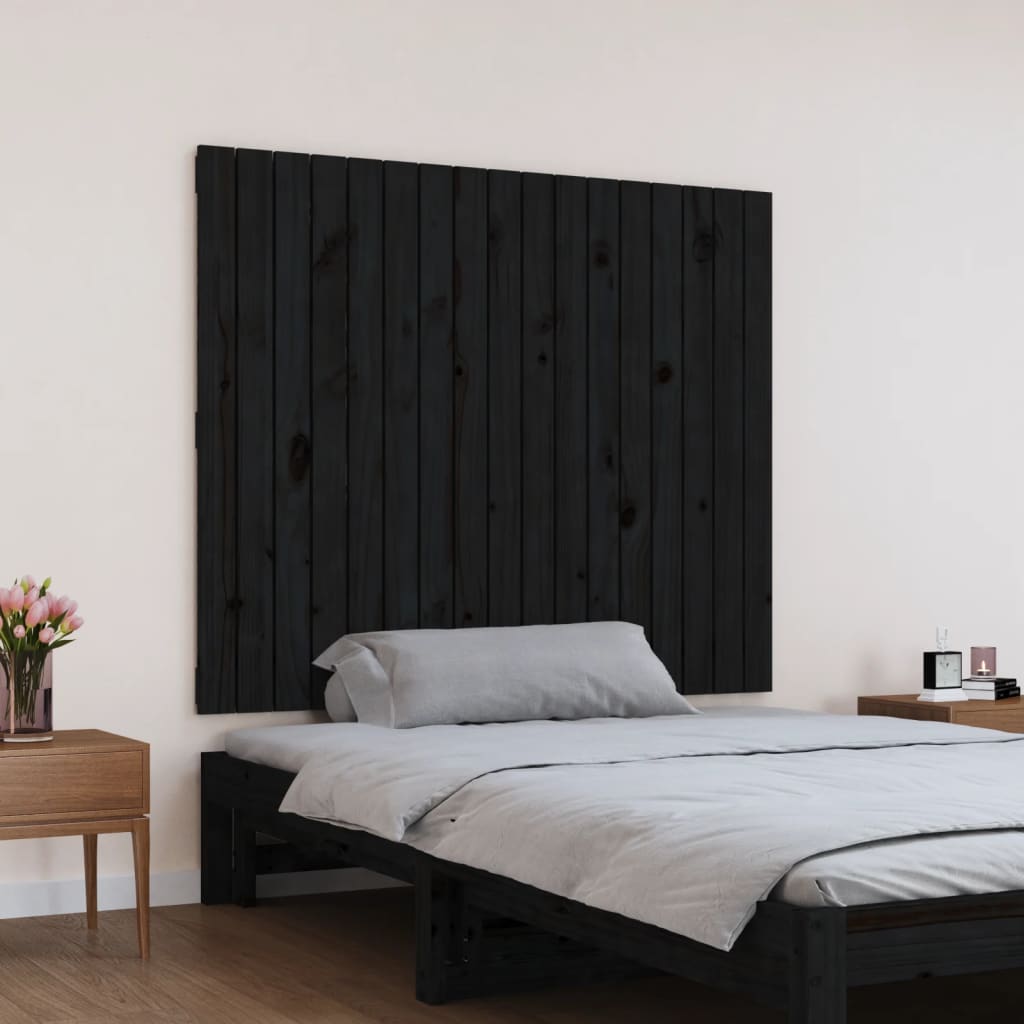 Zidno uzglavlje crni 108 x 3 x 90 cm od masivne borovine