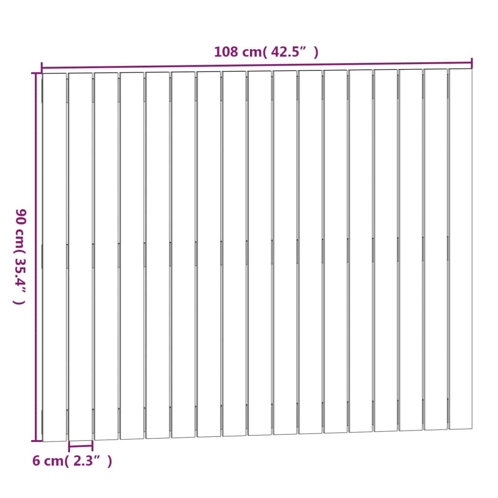 Zidno uzglavlje crni 108 x 3 x 90 cm od masivne borovine
