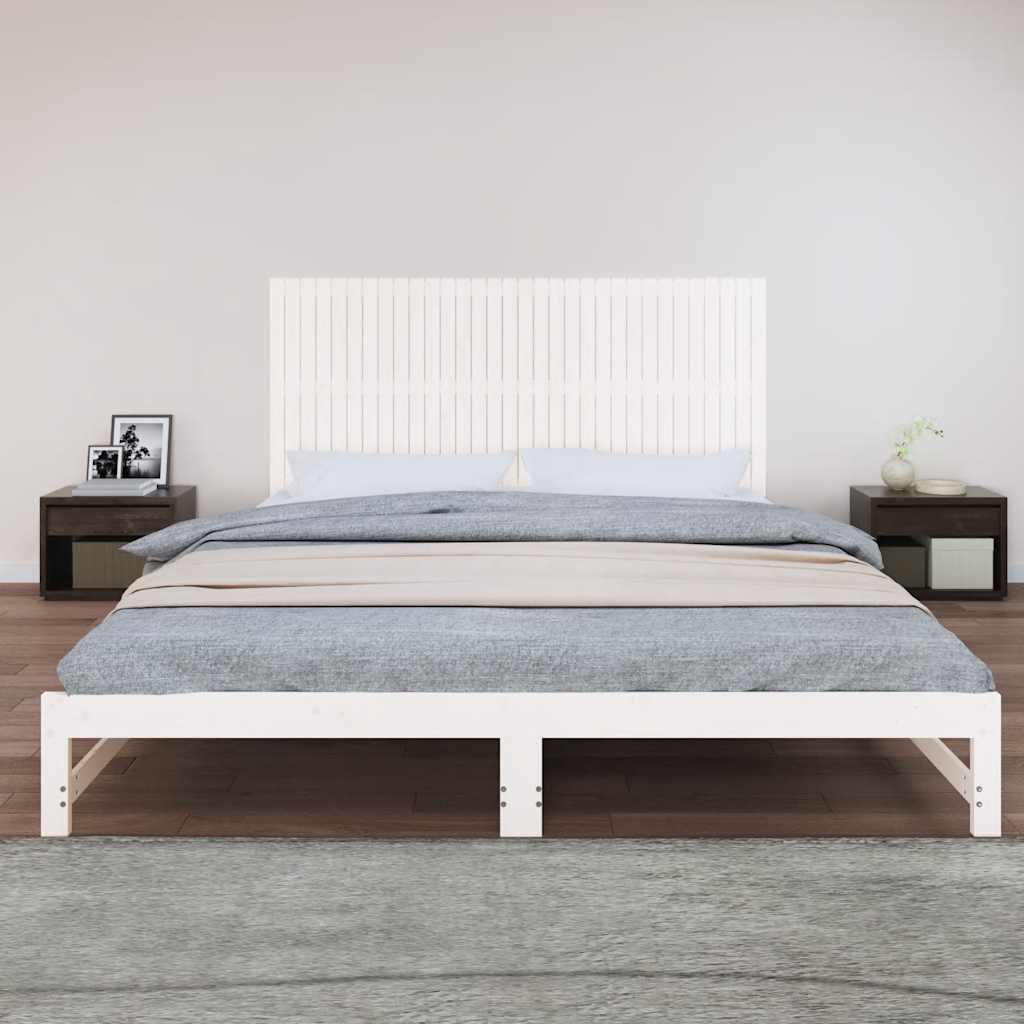 Zidno uzglavlje bijelo 204 x 3 x 90 cm od masivne borovine
