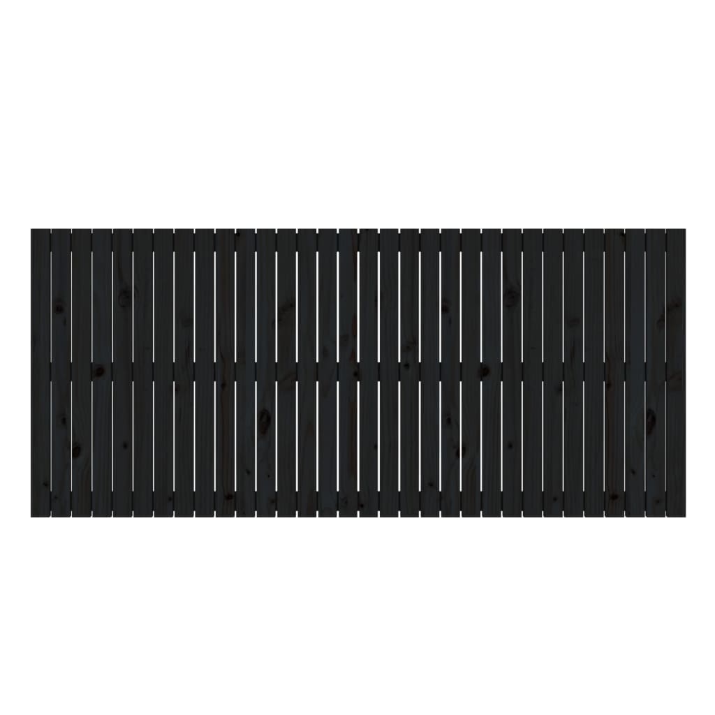 Zidno uzglavlje crni 204x3x90 cm od masivne borovine