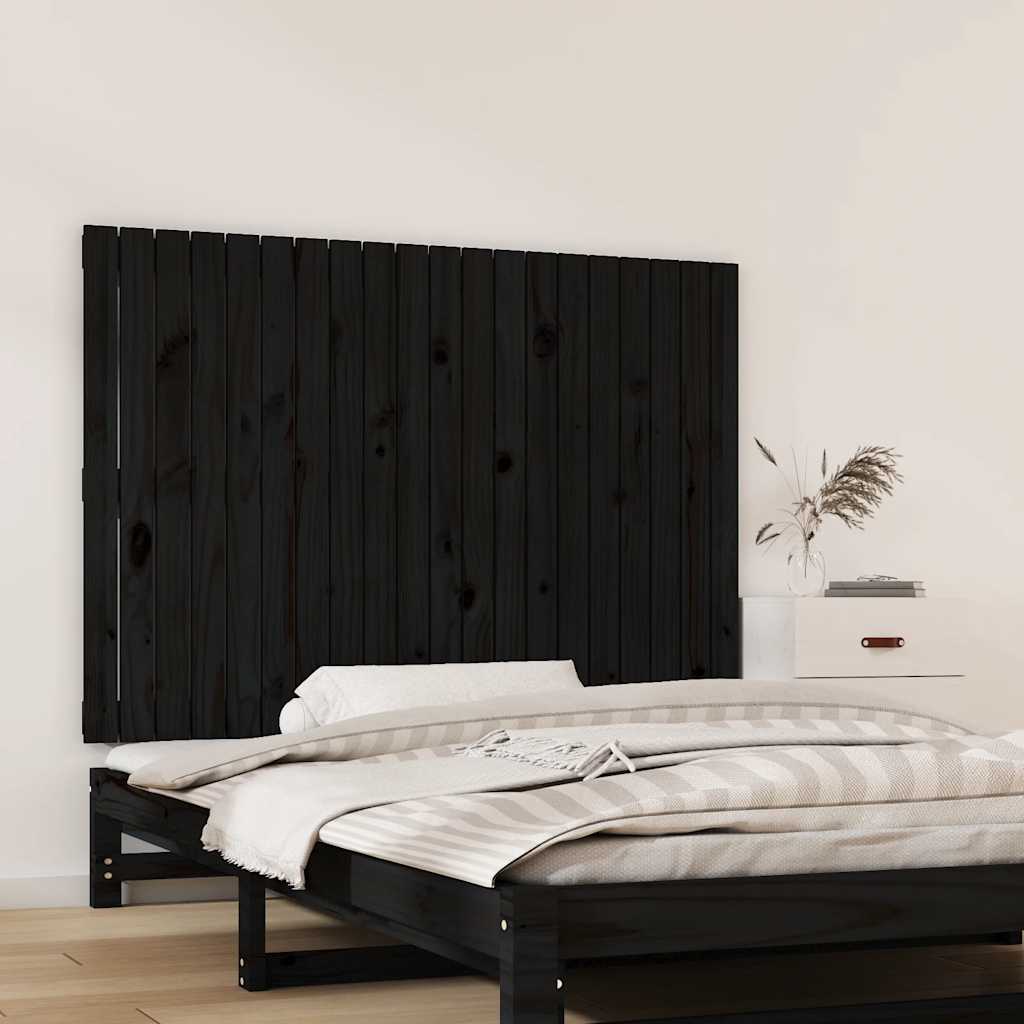 Uzglavlje za krevet Crno 127,5x3x90 cm od masivne borovine