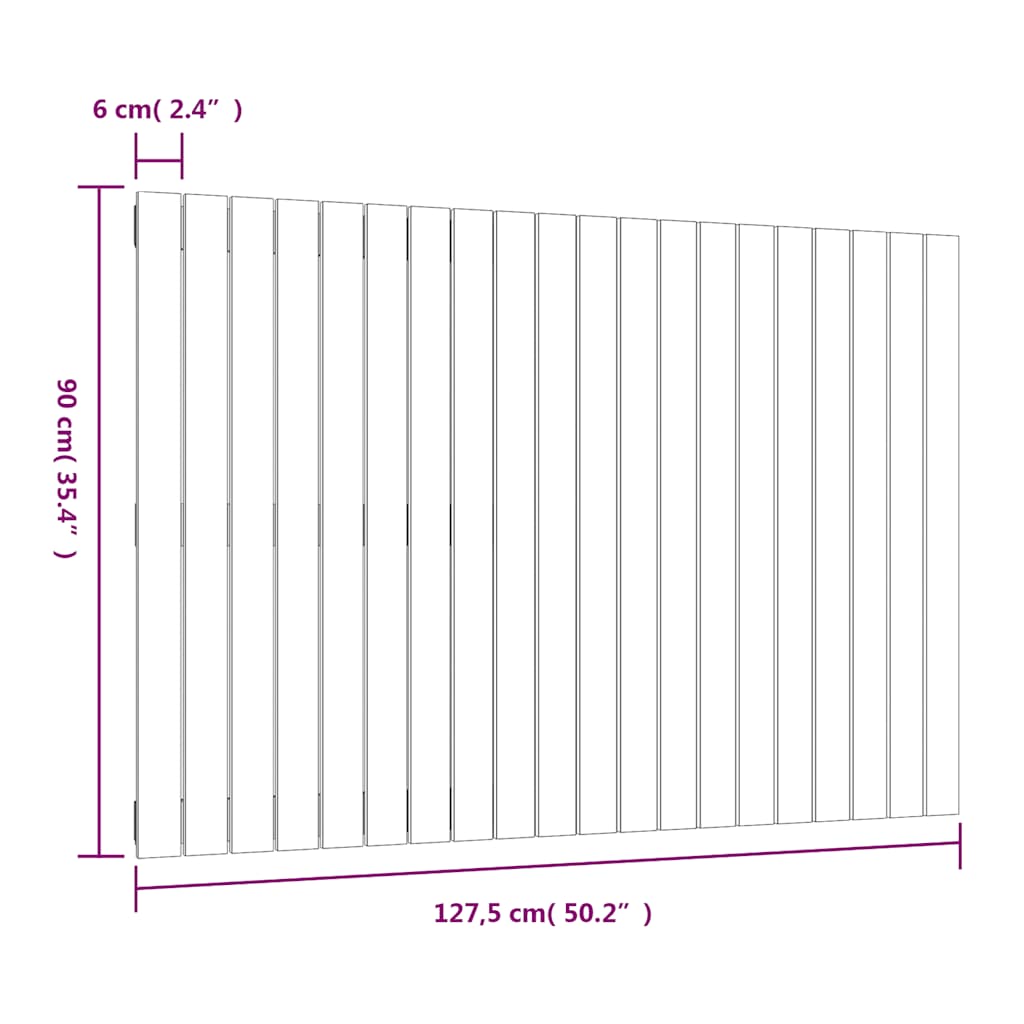 Uzglavlje za krevet Crno 127,5x3x90 cm od masivne borovine