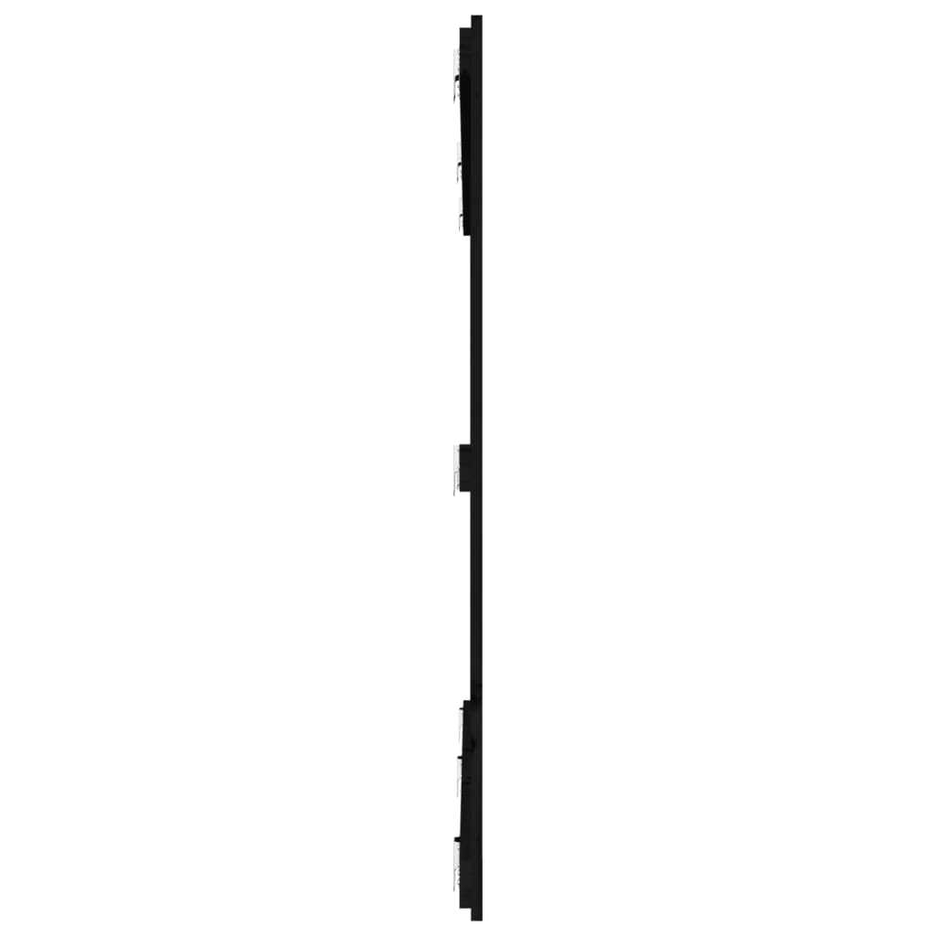 Zidno uzglavlje crni 185x3x110 cm od masivne borovine