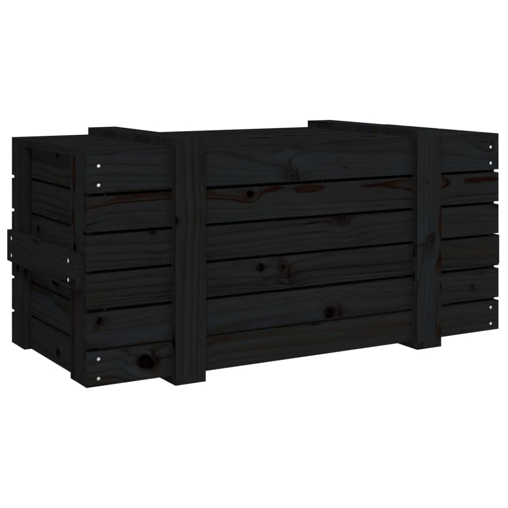 Kutija za pohranu crna 91x40,5x42 cm od masivne borovine