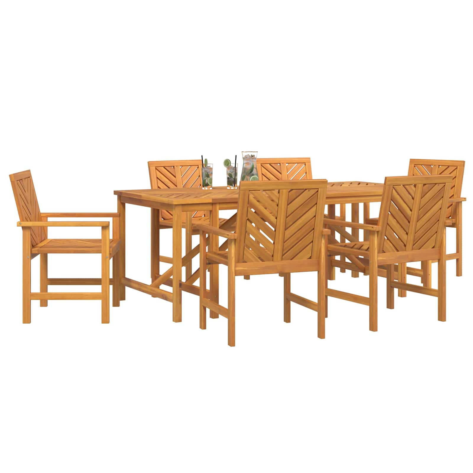 Vrtni set za objed 7 pcs Smeđa Čvrsto drvo akacije