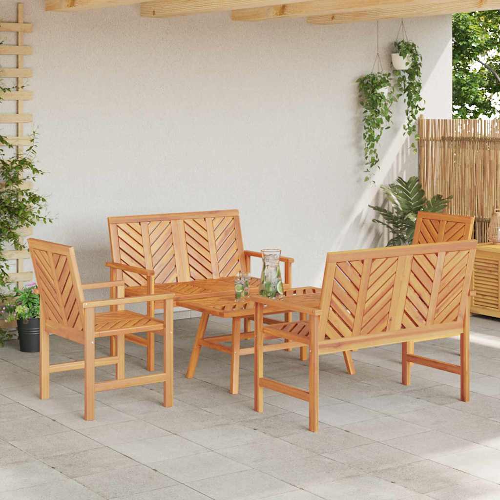 Set lounge namještaja za vrt 5 pcs Smeđa Čvrsto drvo akacije
