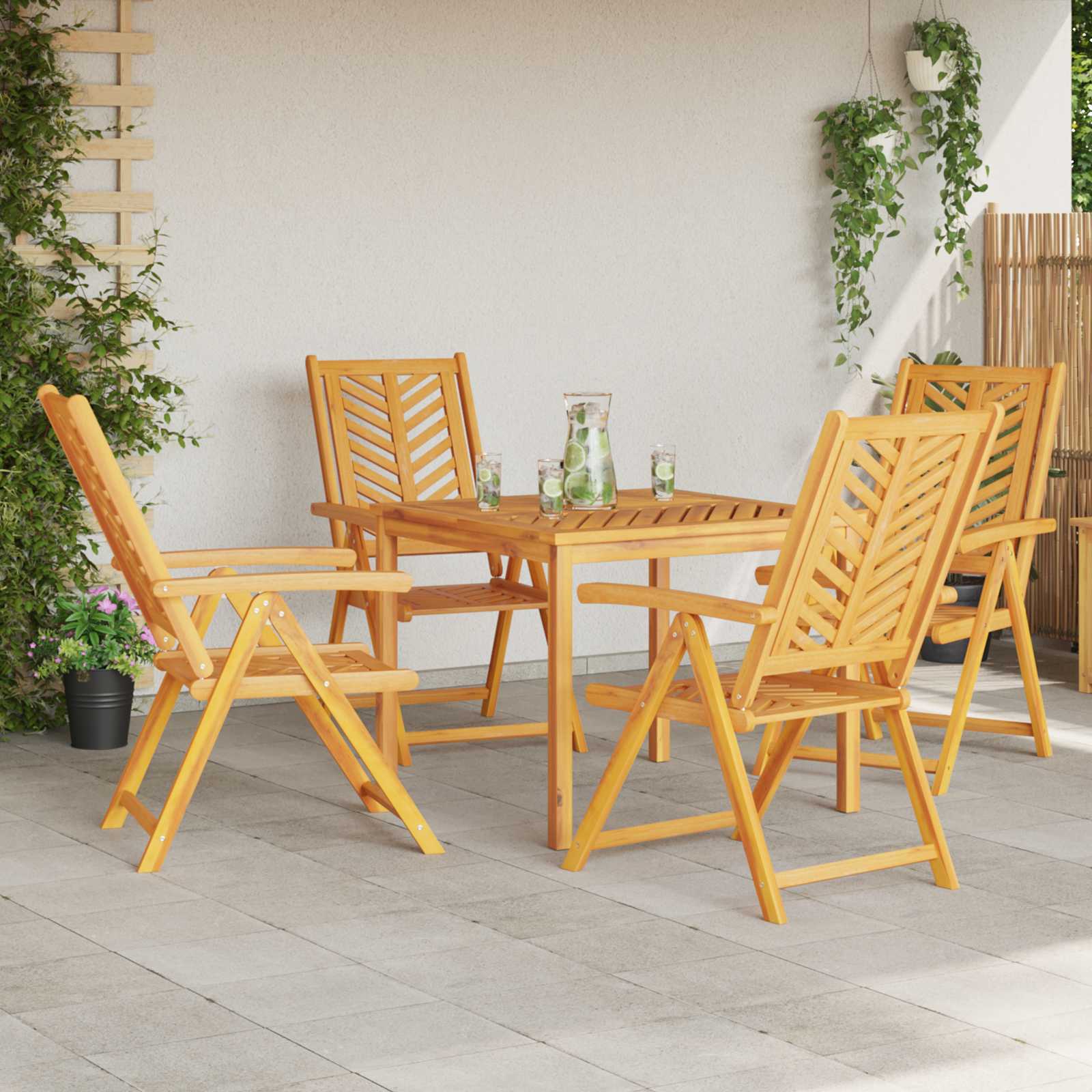 Vrtna stolica 4 pcs Smeđa 57 x 72 x 109 cm Čvrsto drvo akacije