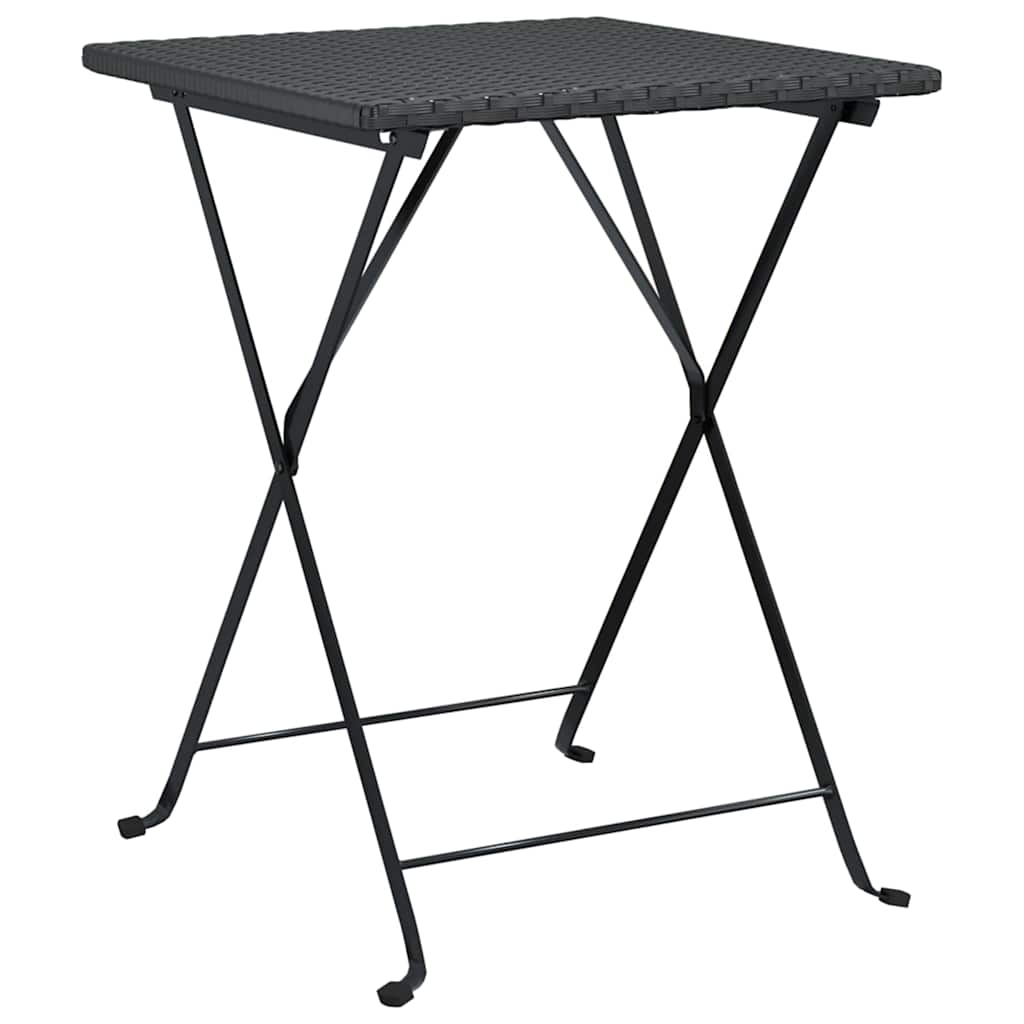 3-dijelni sklopivi bistro set od poliratana crni