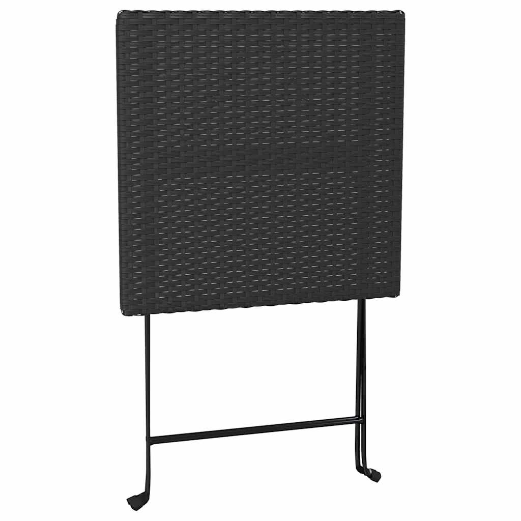 3-dijelni sklopivi bistro set od poliratana crni