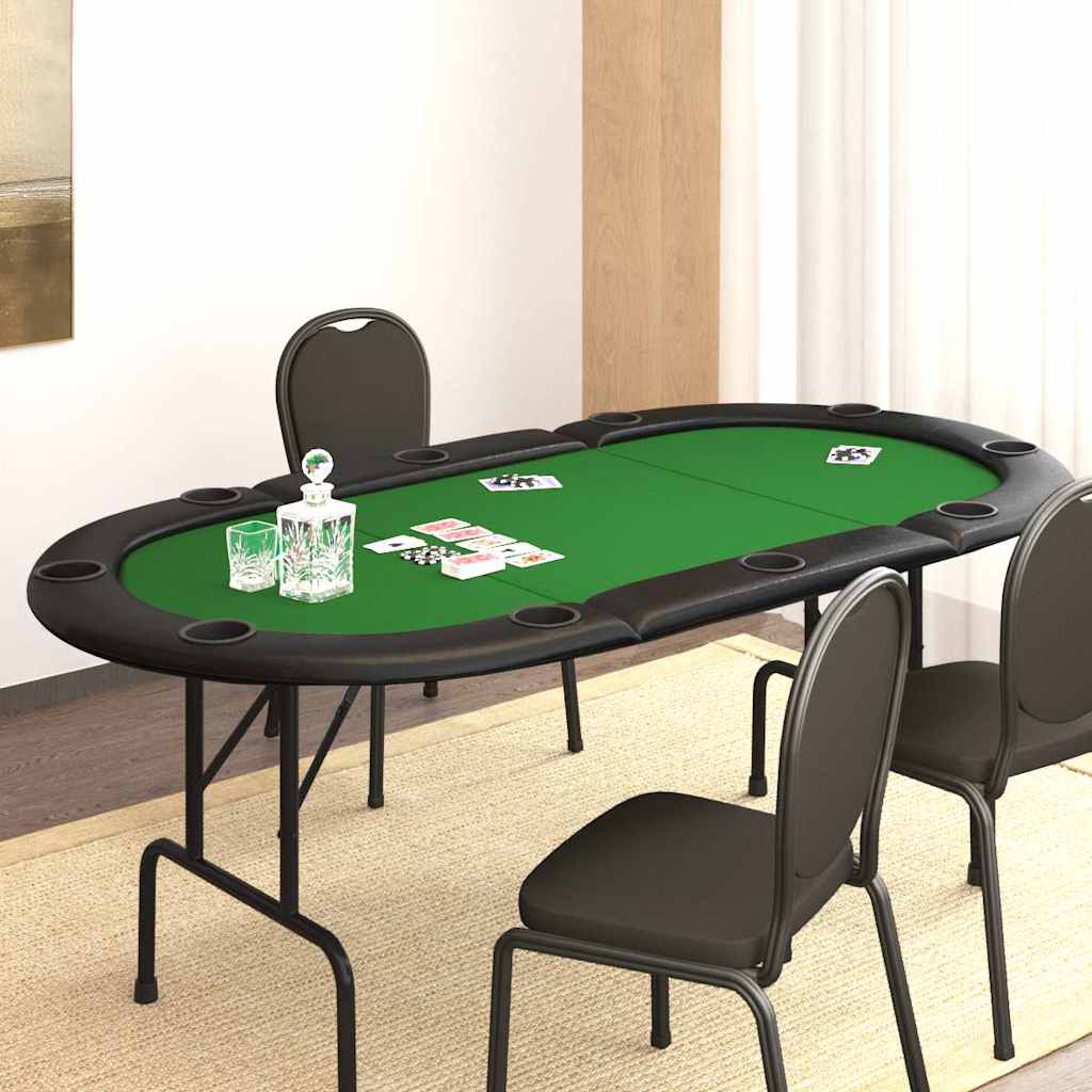 Sklopivi stol za poker za 10 igrača zeleni 207 x 106 x 76 cm