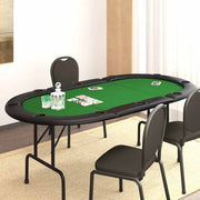 Sklopivi stol za poker za 10 igrača zeleni 207 x 106 x 76 cm