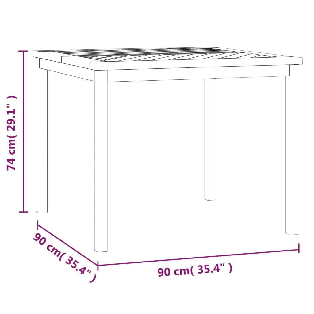 Vrtni blagovaonski stol 90 x 90 x 74 cm masivno bagremovo drvo