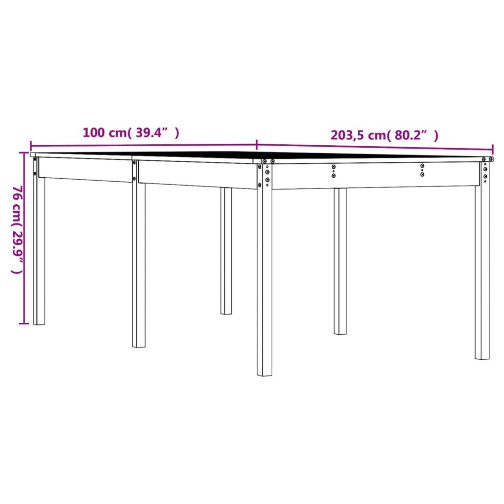 Vrtni stol bijeli 203,5x100x76 cm od masivne borovine