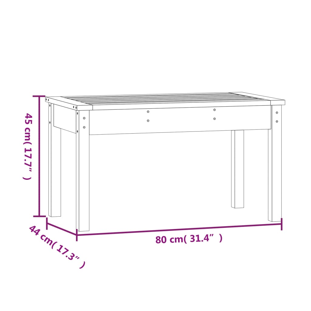Vrtna klupa crna 80 x 44 x 45 cm od masivne borovine