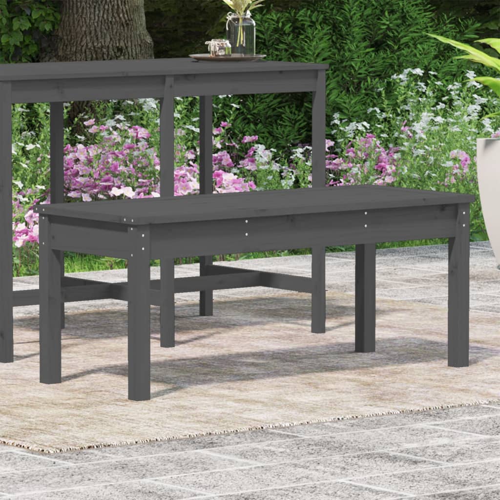Vrtna klupa siva 109x44x45 cm od masivne borovine