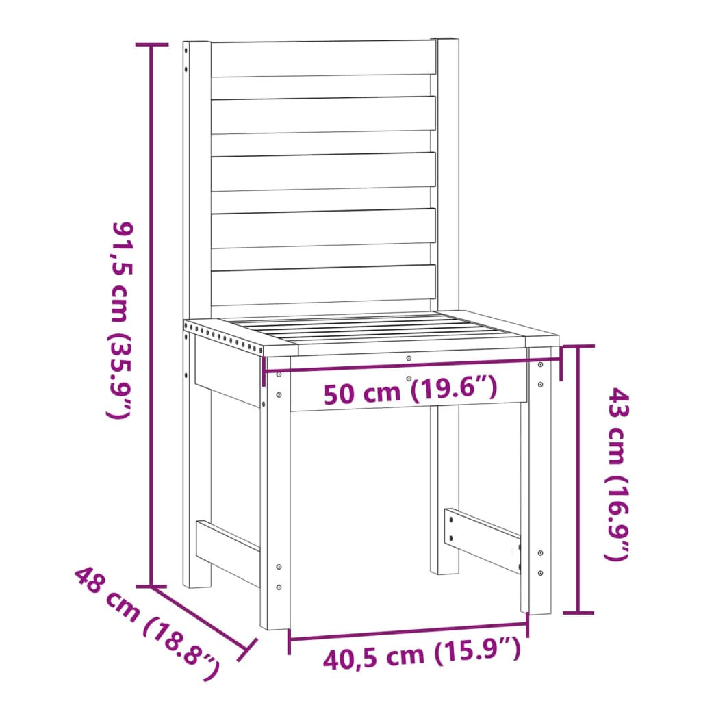 Vrtne stolice 2 kom bijele 50x48x91,5 cm masivna borovina