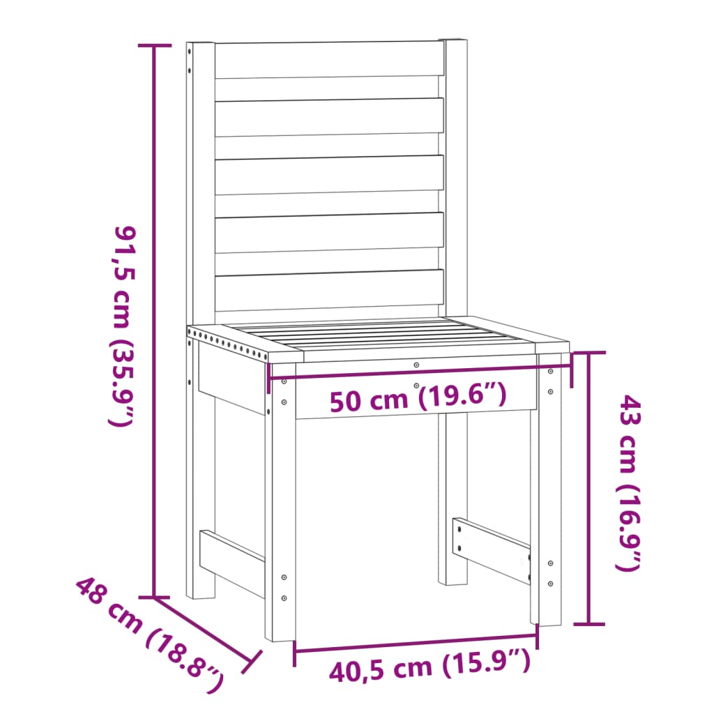 Vrtne stolice 2 kom 50x48x91,5 cm od masivnog drva duglazije