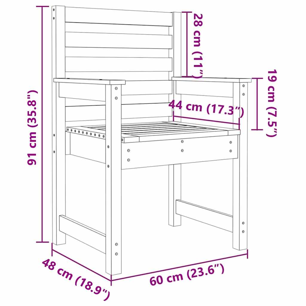 Vrtne stolice 2 kom 60 x 48 x 91 cm od masivne duglazije
