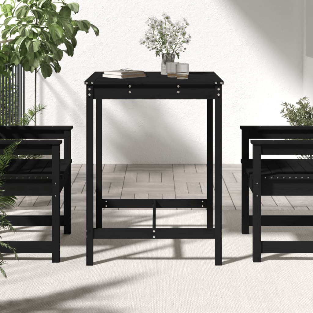 Vrtni stol crni 82,5x82,5x110 cm od masivne borovine