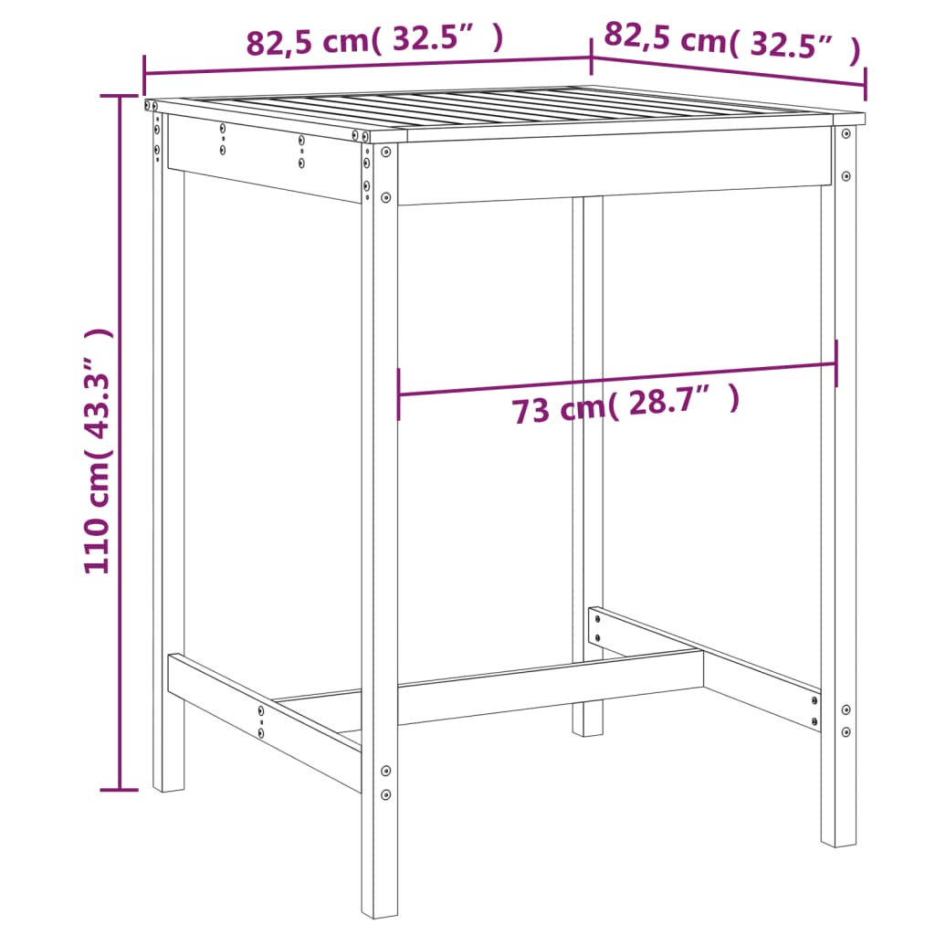 Vrtni stol crni 82,5x82,5x110 cm od masivne borovine