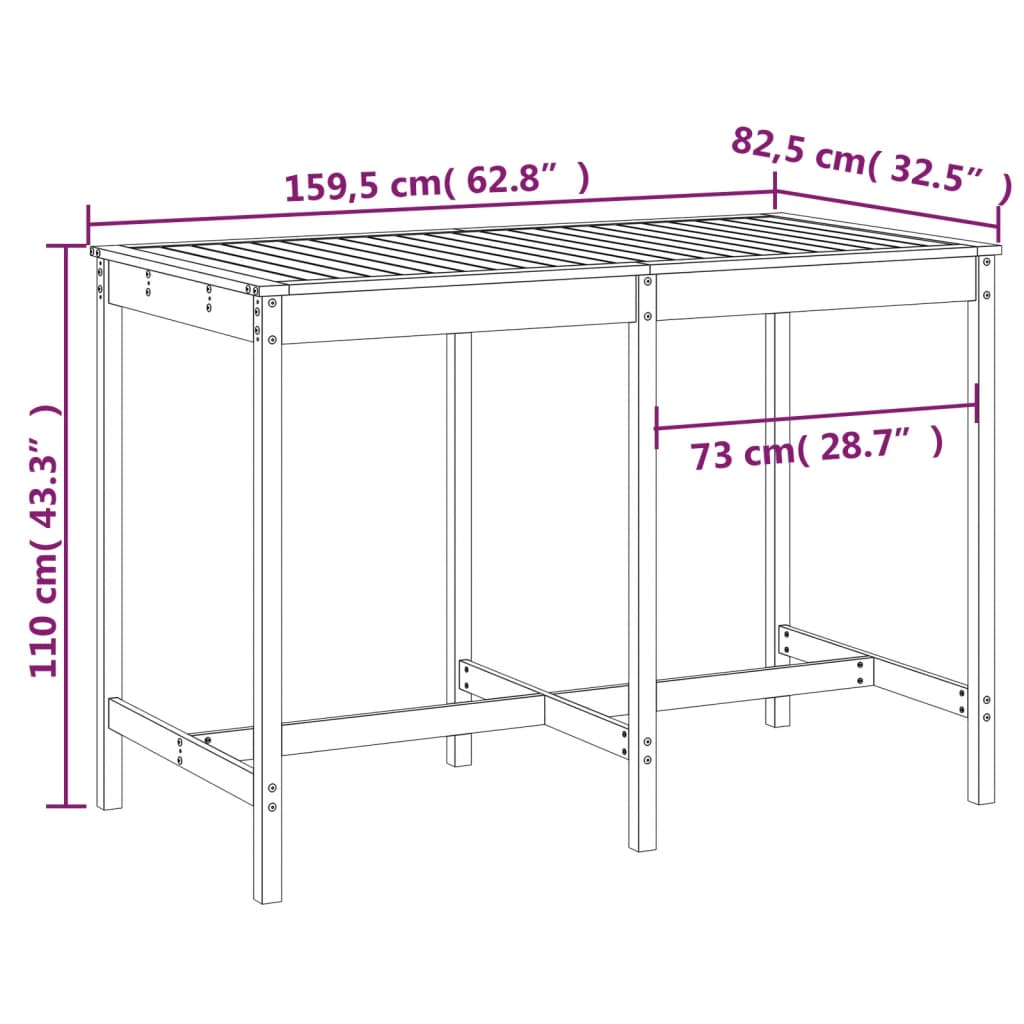 Vrtni stol boja meda 159,5 x 82,5 x 110 cm od masivne borovine