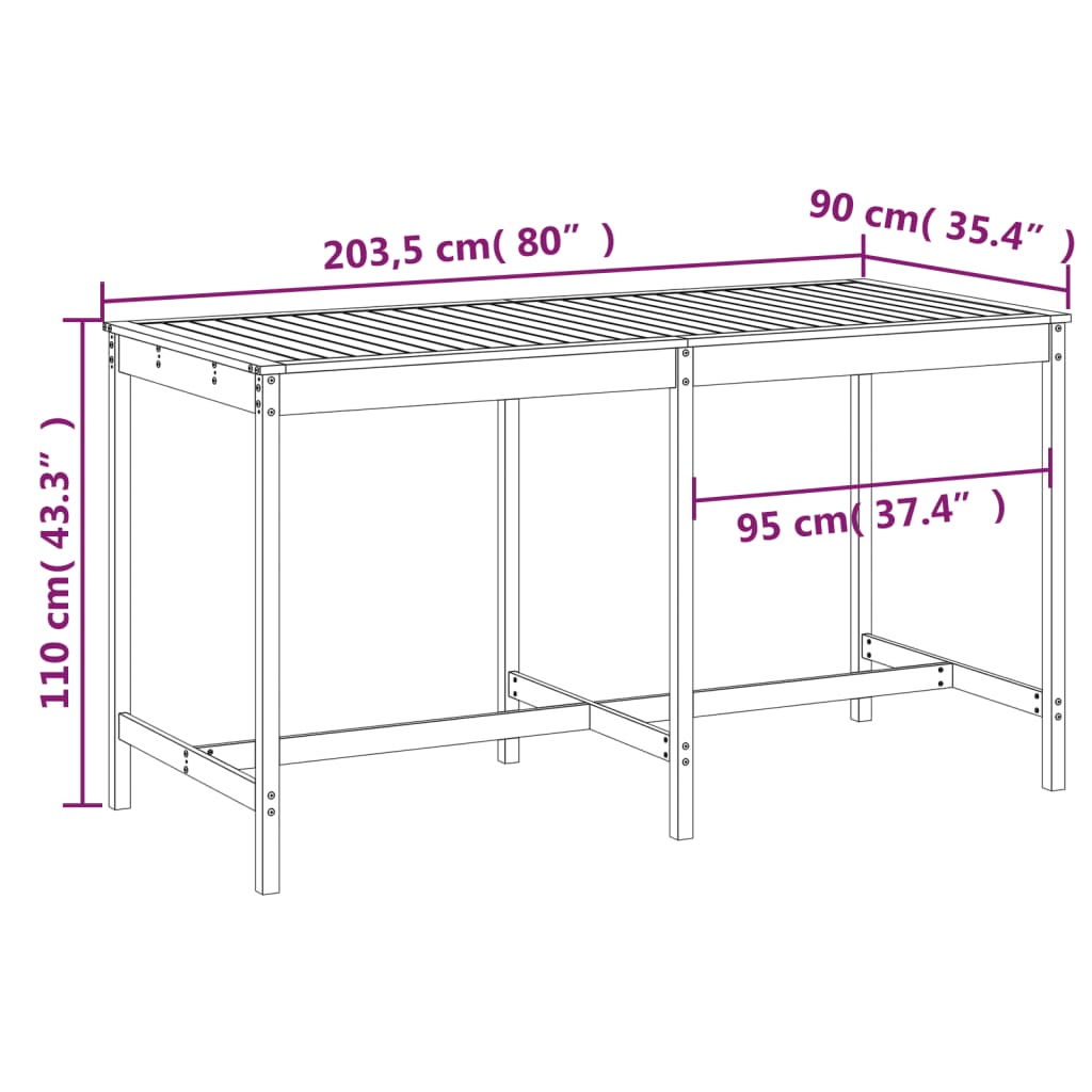 Vrtni stol boja meda 203,5x90x110 cm od masivne borovine