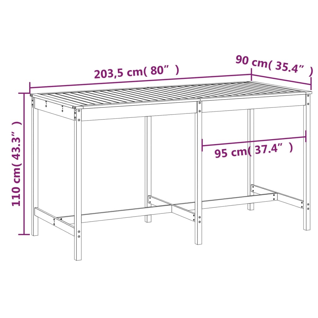 Vrtni stol 203,5 x 90 x 110 cm od masivne duglazije